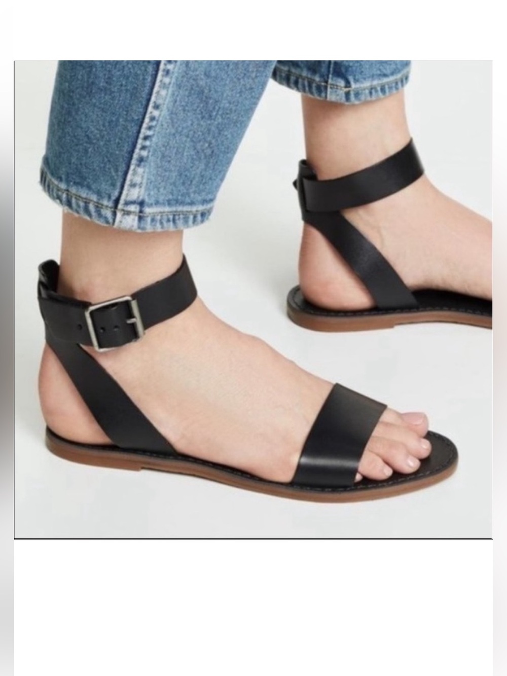 MADEWELL The Boardwalk Ankle Strap Black Leather Sandals size 7.5